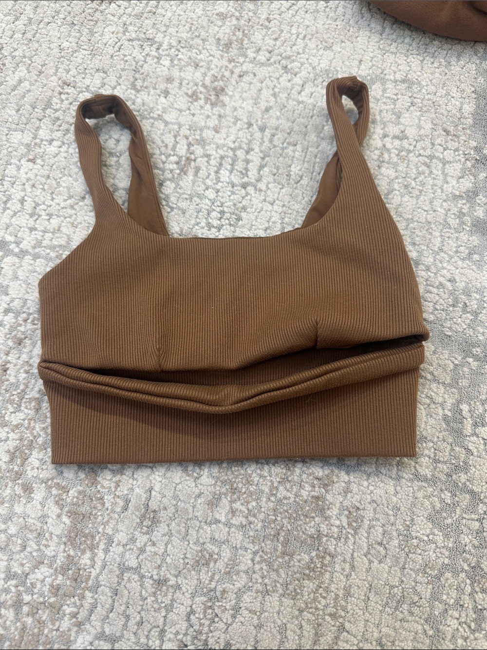 ALO Yoga Ribbed Square Neck Crop Tank in Chocolate Brown